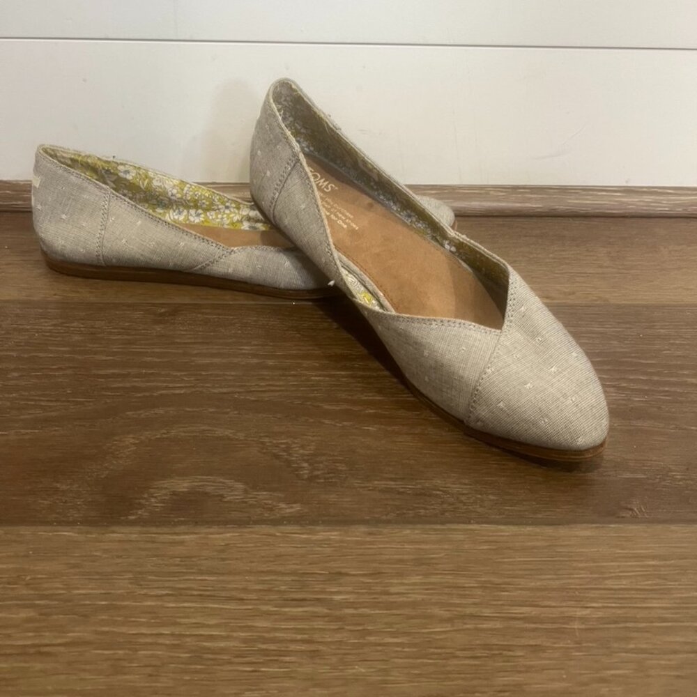 Toms Jutti Women's Almond Toe Flats Gray Chambray Dot, Size 11, Spring Flats